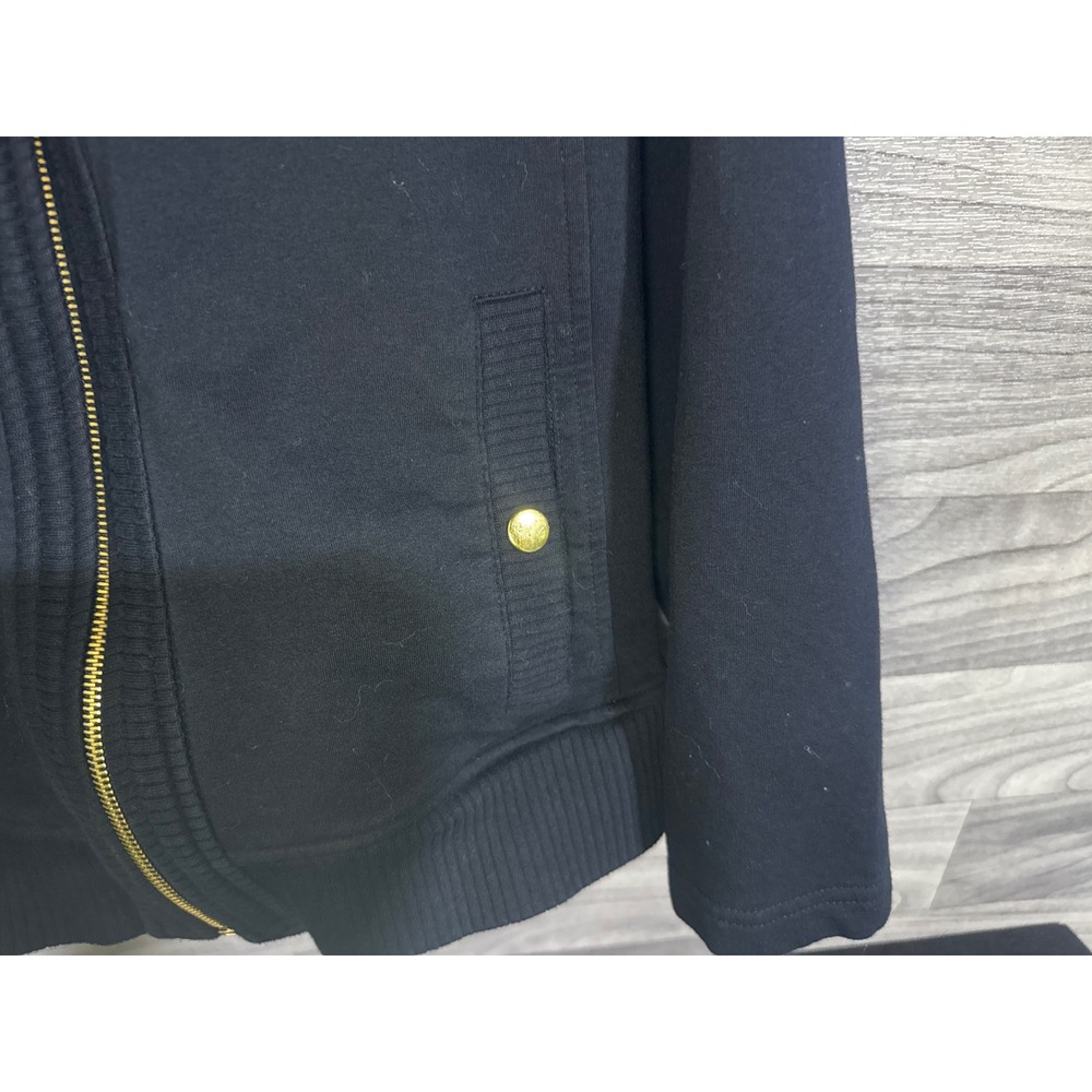Karen Scott Sport Womens XL Black Full Zip Jacket Gold Hardware Mock Neck Knit - Picture 5 of 7